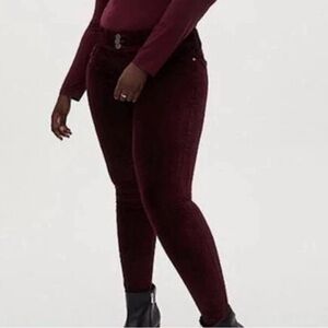 Torrid Maroon Velvet High Rise Jegging